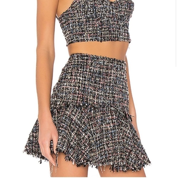 LPA Revolve Metallic Tweed Flounce Miniskirt XS - Picture 1 of 5